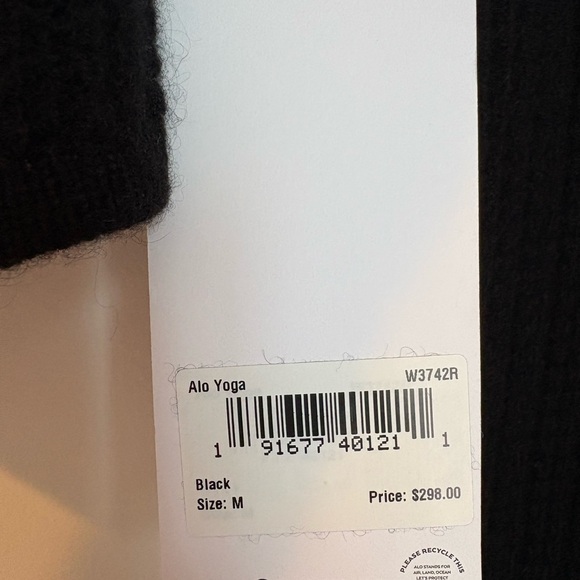 NWT - ALO Yoga Black Cashmere Plush Waffle Cropped Long Sleeve - Picture 5 of 8